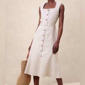 Banana Republic Linen-Blend Button Midi Dress